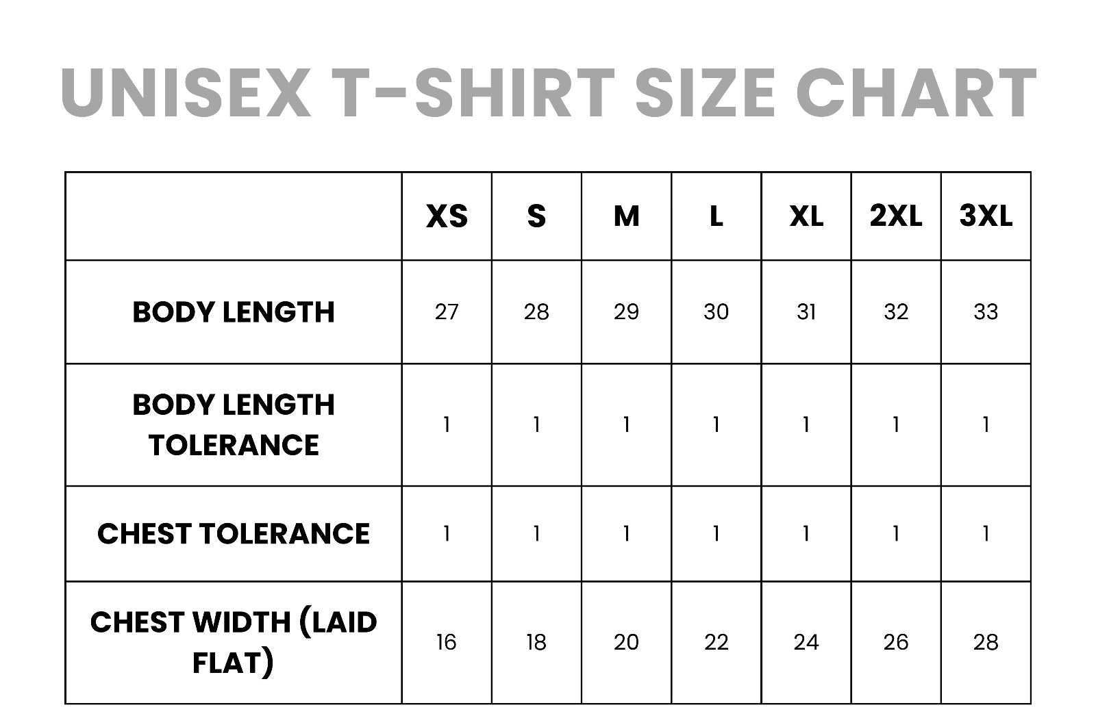 Iron Camo Editon (Unisex) size chart